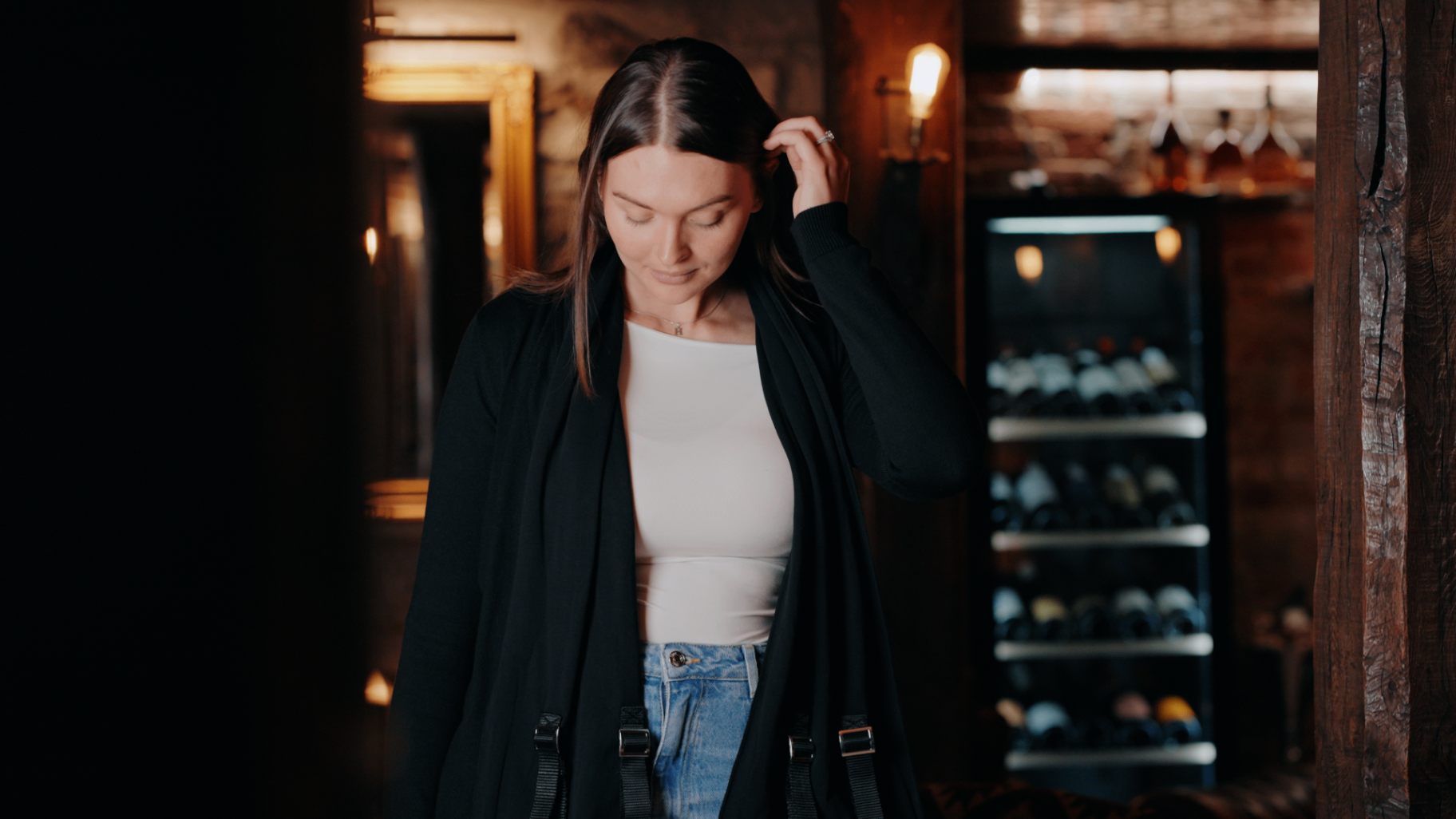 Woman wearing an Alternity layer over everyday clothing